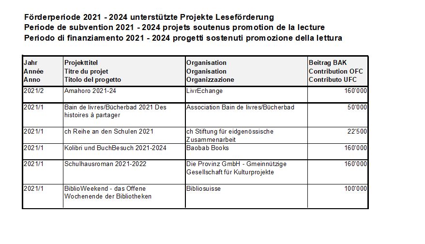 2021 Projekte Leseförderung